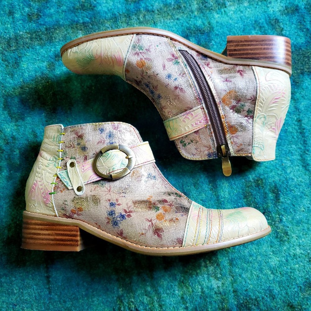 L'Artiste by Springstep Floral Leather Georgia Booties